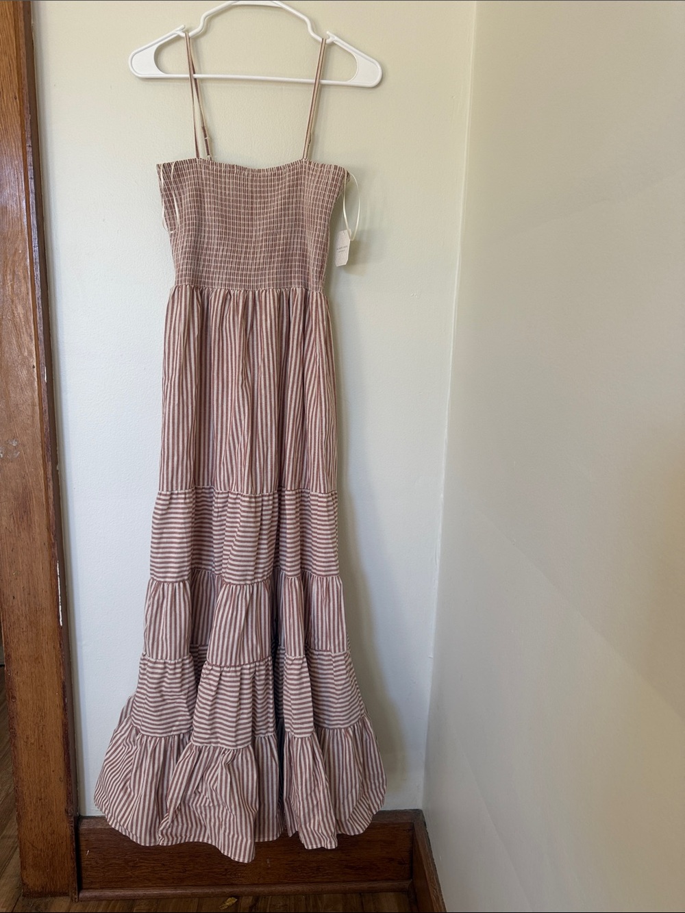 Alter’d State Striped Smocked Bodice Maxi Dress - Dusty Pink